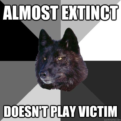 almost extinct doesn't play victim  Sanity Wolf