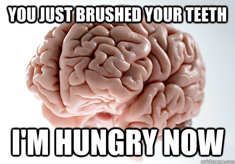 YOU JUST BRUSHED YOUR TEETH I'M HUNGRY NOW  Scumbag Brain