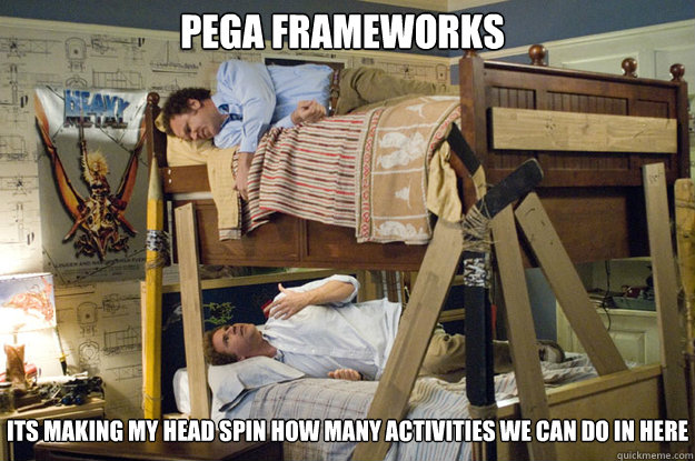 its making my head spin how many activities we can do in here PEGA Frameworks
  Step Brothers Activities