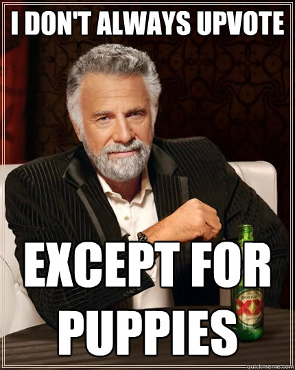 I don't always upvote Except for puppies  The Most Interesting Man In The World