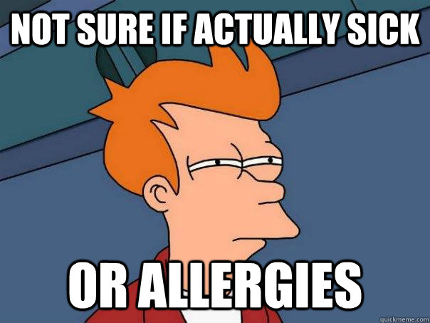 not sure if actually sick or allergies  Futurama Fry