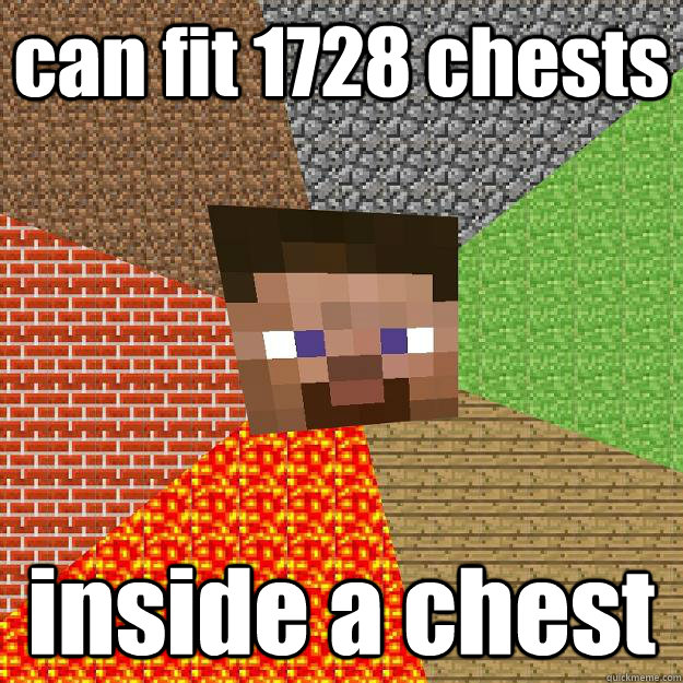 can fit 1728 chests inside a chest  Minecraft