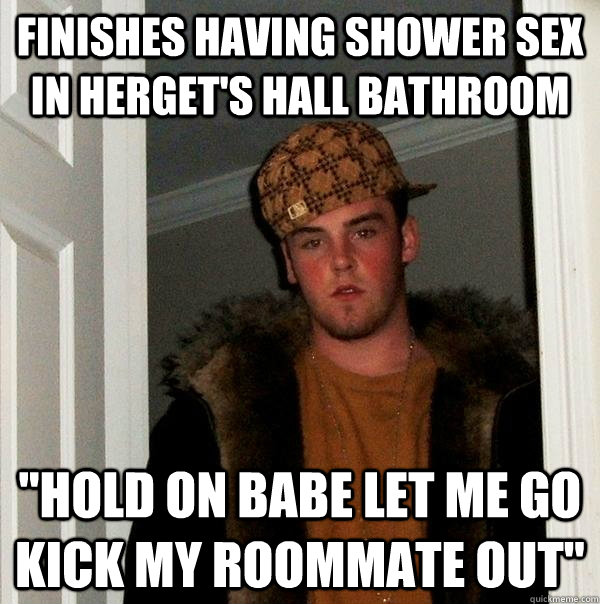 finishes having shower sex in herget's hall bathroom 