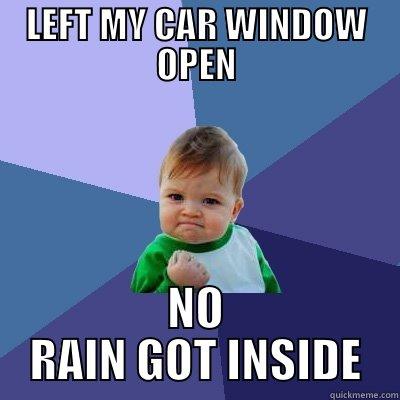 window open in rain - LEFT MY CAR WINDOW OPEN NO RAIN GOT INSIDE Success Kid