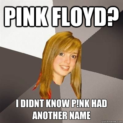 pink floyd? i didnt know p!nk had another name  Musically Oblivious 8th Grader