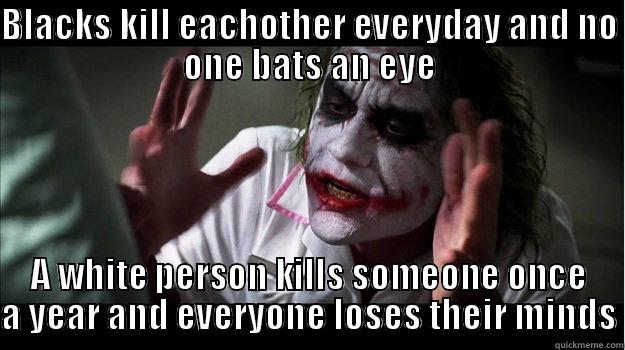 joker meme - BLACKS KILL EACHOTHER EVERYDAY AND NO ONE BATS AN EYE A WHITE PERSON KILLS SOMEONE ONCE A YEAR AND EVERYONE LOSES THEIR MINDS Misc