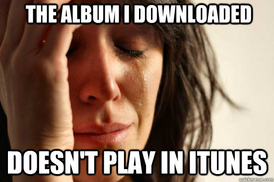 the album i downloaded doesn't play in itunes  First World Problems