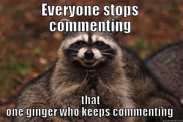 EVERYONE STOPS COMMENTING THAT ONE GINGER WHO KEEPS COMMENTING  Evil Plotting Raccoon