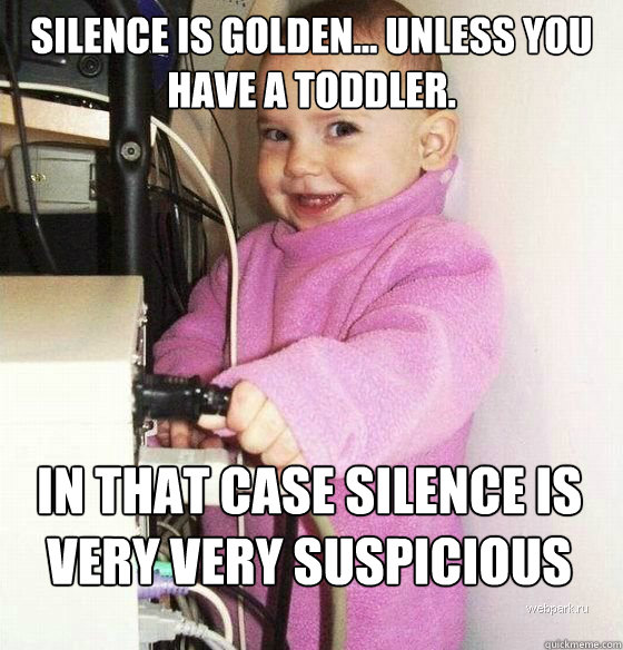 Silence is golden... unless you have a toddler. In that case silence is very very suspicious  