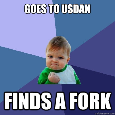 goes to usdan finds a fork  Success Kid