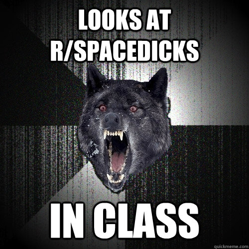 looks at r/spacedicks in class - looks at r/spacedicks in class  Insanity Wolf