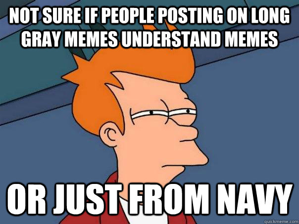 Not sure if people posting on Long gray memes understand memes Or just from navy - Not sure if people posting on Long gray memes understand memes Or just from navy  Futurama Fry