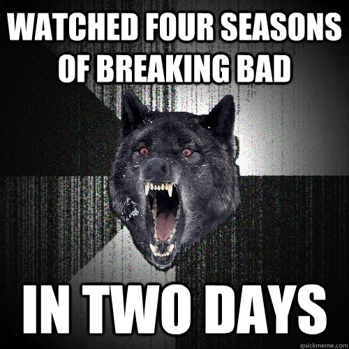 watched four seasons of breaking bad in two days  Insanity Wolf