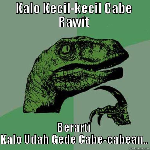 KALO KECIL-KECIL CABE RAWIT BERARTI KALO UDAH GEDE CABE-CABEAN.. Philosoraptor