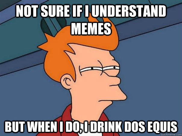 Not sure if I understand memes But when I do, I drink dos equis  Futurama Fry