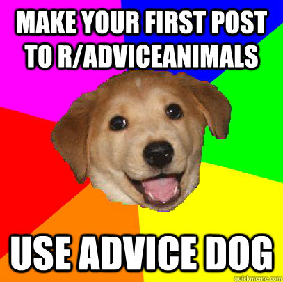 Make your first post to r/adviceanimals Use advice dog  Advice Dog