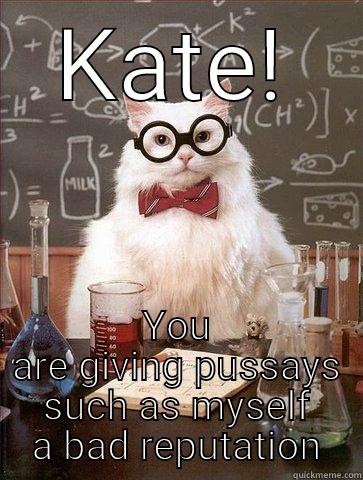 KATE! YOU ARE GIVING PUSSAYS SUCH AS MYSELF A BAD REPUTATION Chemistry Cat