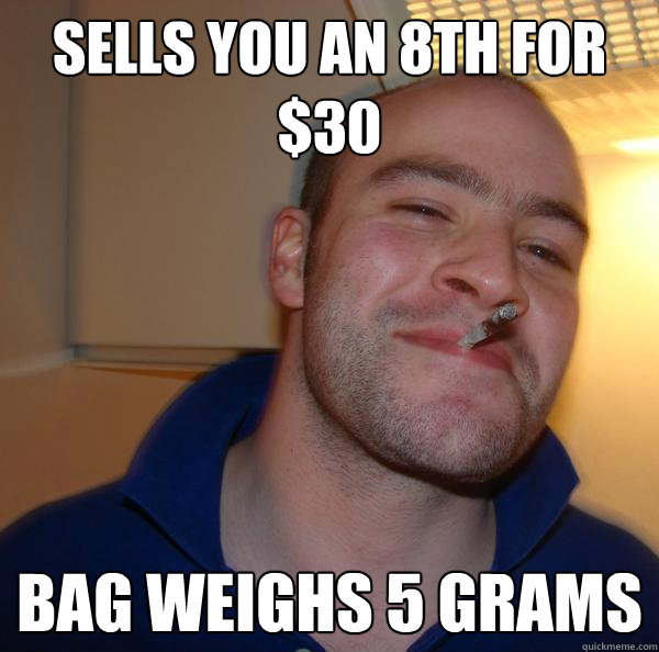 Sells you an 8th for $30 bag weighs 5 grams - Sells you an 8th for $30 bag weighs 5 grams  Misc