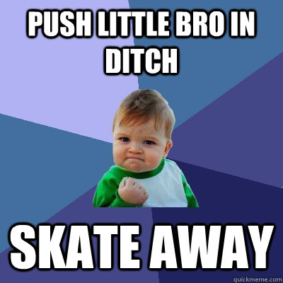 Push little bro in ditch Skate away  Success Kid