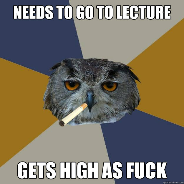 needs to go to lecture gets high as fuck - needs to go to lecture gets high as fuck  Art Student Owl