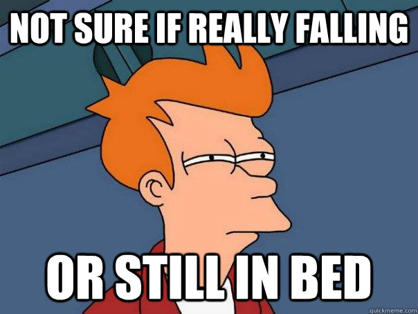 Not sure if really falling or still in bed - Not sure if really falling or still in bed  Futurama Fry