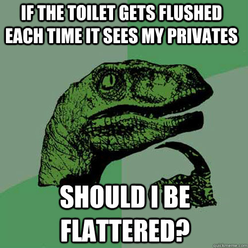 If the toilet gets flushed each time it sees my privates should i be flattered?  Philosoraptor