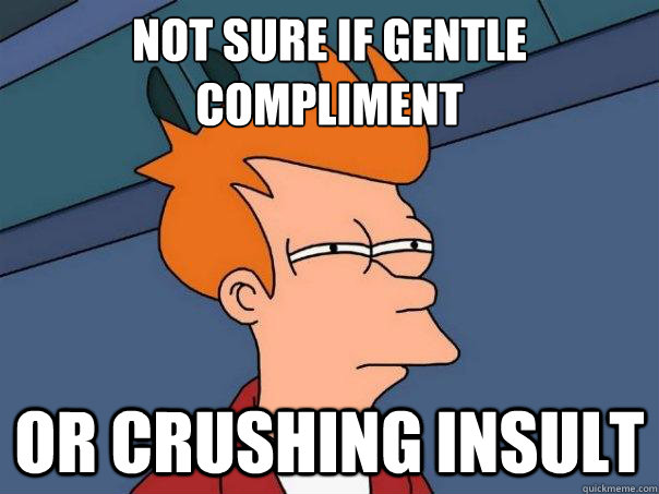 Not sure if gentle
compliment or crushing insult  Futurama Fry