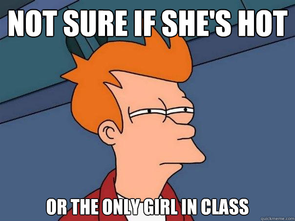 Not sure if she's hot Or the only girl in class  Futurama Fry