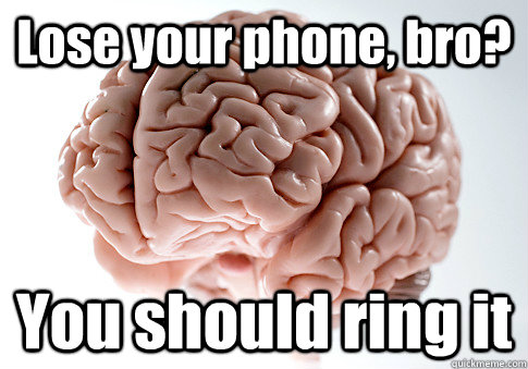 Lose your phone, bro? You should ring it  Caption 4 goes here  Scumbag Brain