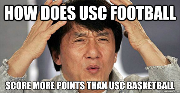 How does USC football score more points than usc basketball  Confused Jackie Chan