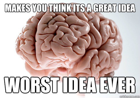 makes you think its a great idea worst idea ever  Scumbag Brain