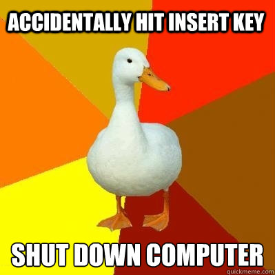 Accidentally hit insert key shut down computer - Accidentally hit insert key shut down computer  Tech Impaired Duck