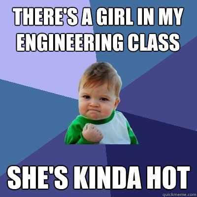 There's a girl in my engineering class She's kinda hot  Success Kid