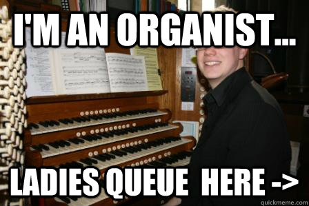 I'm an organist... Ladies queue  here ->  big organ