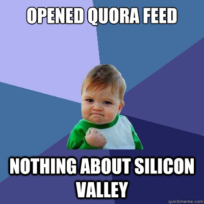 opened quora feed nothing about silicon valley  Success Kid