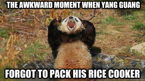 The Awkward moment when Yang Guang forgot to pack his rice cooker  Yelling Panda