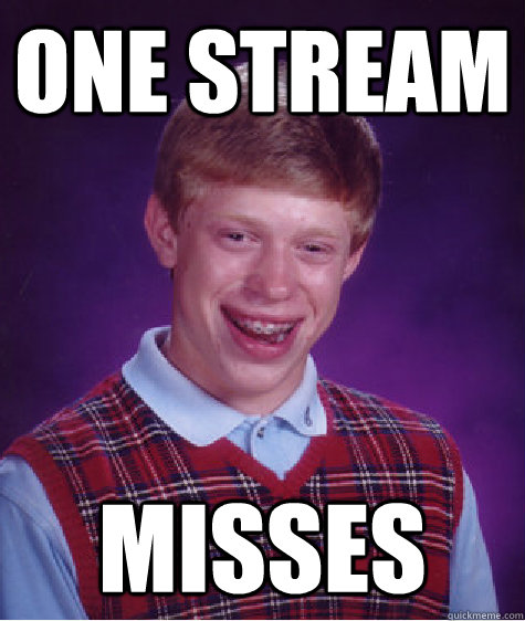 one stream misses  Bad Luck Brian