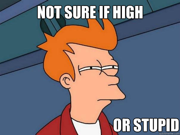 not sure if high or stupid  Futurama Fry