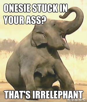 Onesie stuck in your ass? That's Irrelephant  Irrelephant