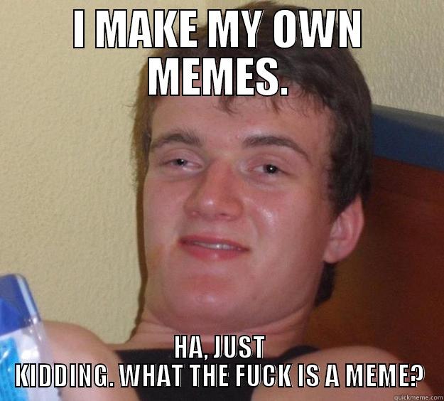 I MAKE MY OWN MEMES. HA, JUST KIDDING. WHAT THE FUCK IS A MEME? 10 Guy