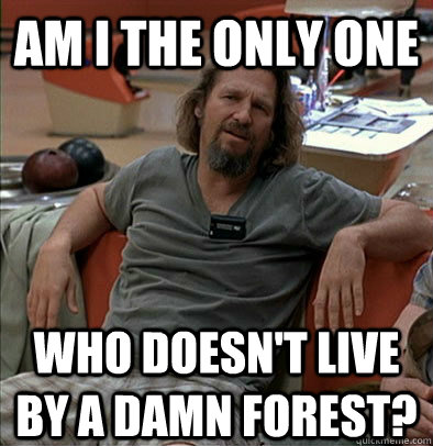 Am I the only one Who doesn't live by a damn forest? - Am I the only one Who doesn't live by a damn forest?  The Dude