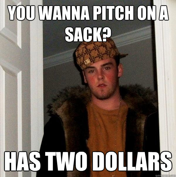 you wanna pitch on a sack? has two dollars - you wanna pitch on a sack? has two dollars  Scumbag Steve