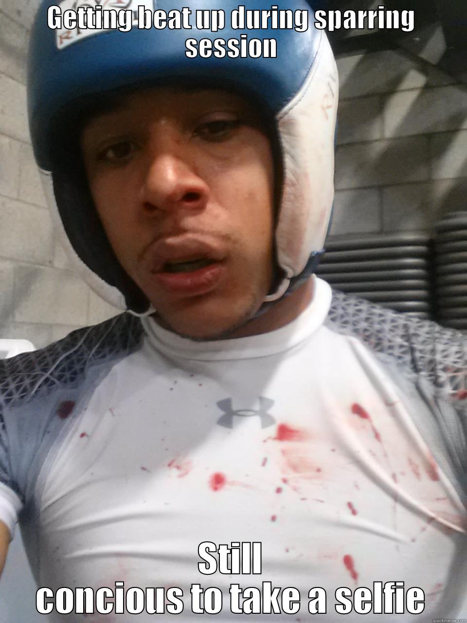 Boxing :) - GETTING BEAT UP DURING SPARRING SESSION STILL CONCIOUS TO TAKE A SELFIE Misc