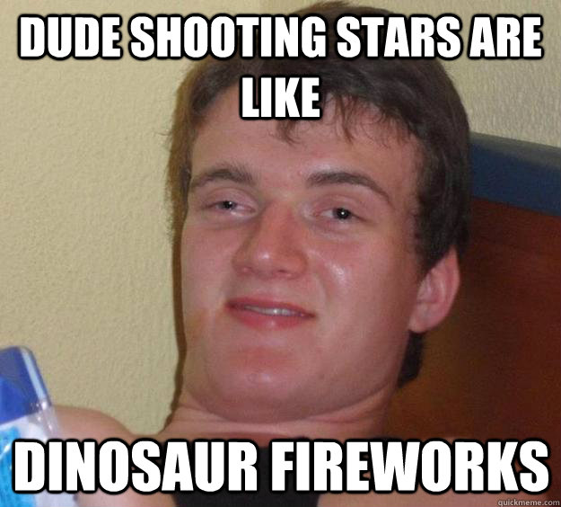 Dude shooting stars are like dinosaur fireworks - Dude shooting stars are like dinosaur fireworks  10 Guy