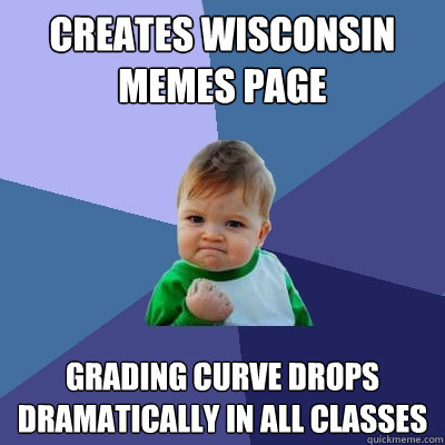 Creates Wisconsin Memes page Grading Curve drops dramatically in all classes  Success Kid