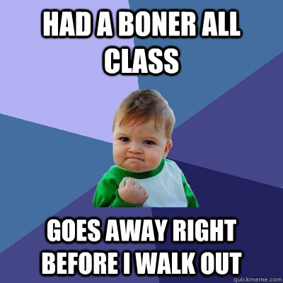 Had a boner all class Goes away right before I walk out  Success Kid