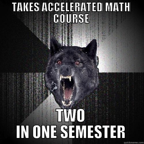 TAKES ACCELERATED MATH COURSE TWO IN ONE SEMESTER Insanity Wolf