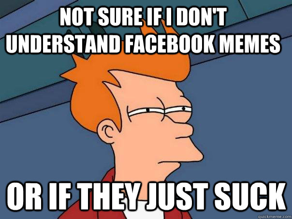 not sure if i don't understand facebook memes  or if they just suck  Futurama Fry