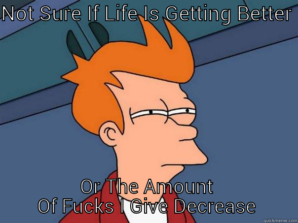 NOT SURE IF LIFE IS GETTING BETTER OR THE AMOUNT OF FUCKS I GIVE DECREASE Futurama Fry