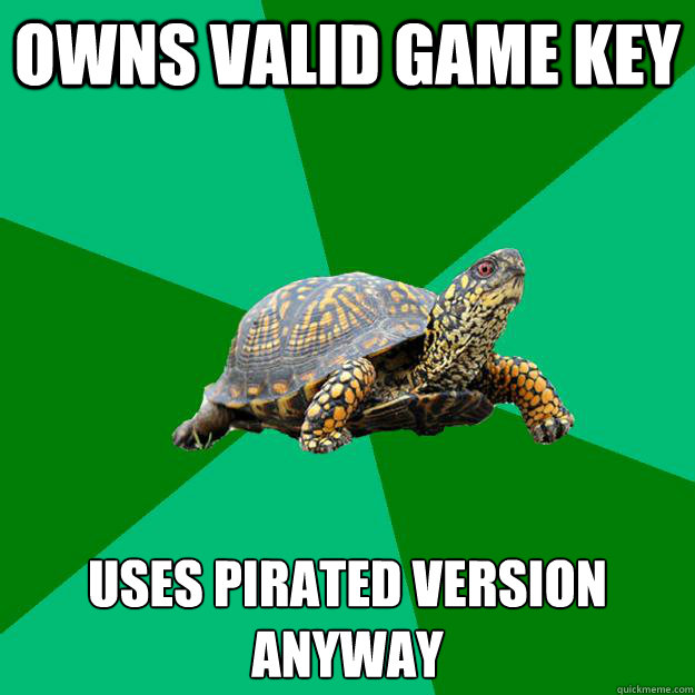 Owns Valid game key uses pirated version anyway  Torrenting Turtle